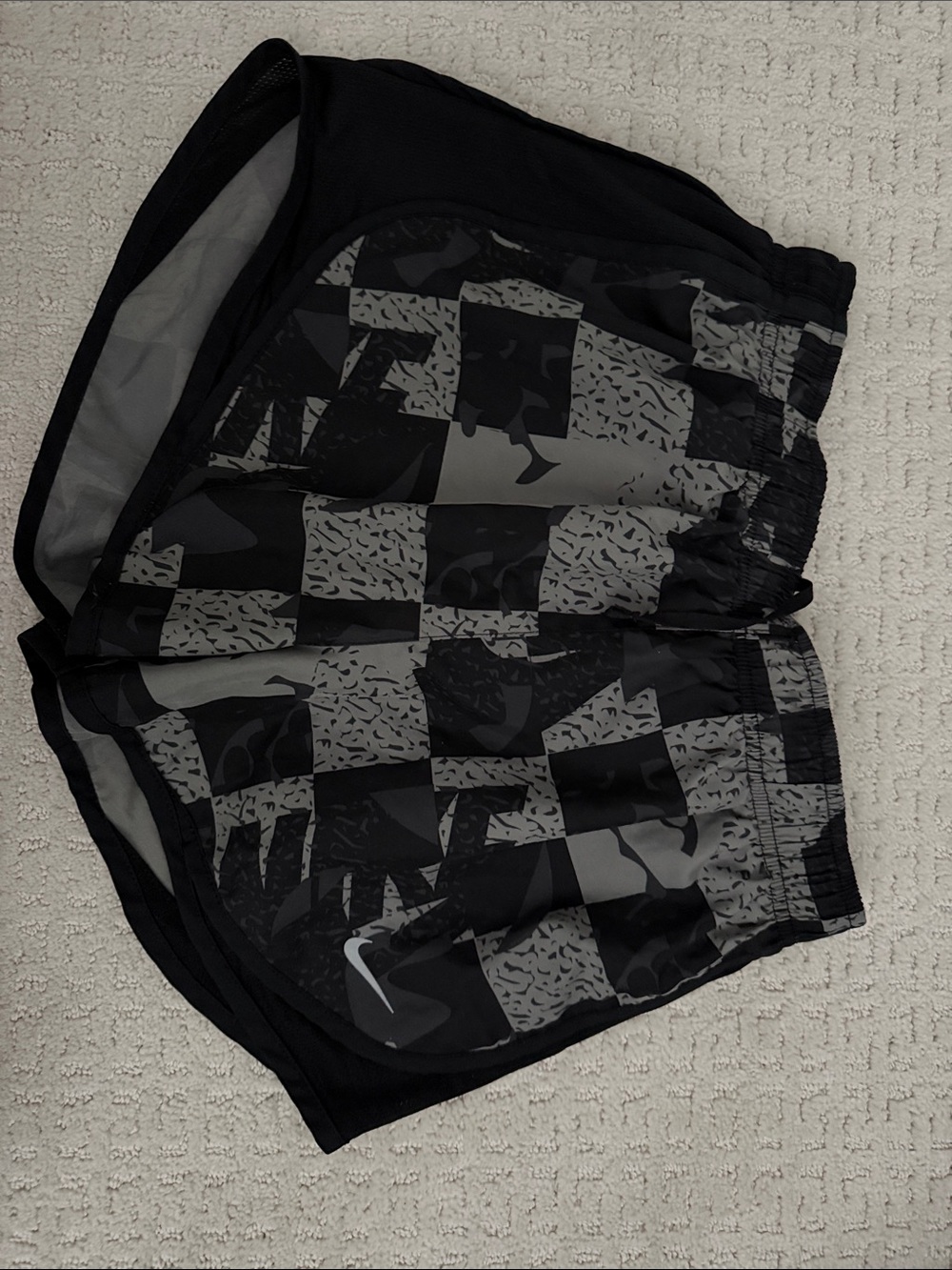 Nike Black & Gray Checkered Athletic Shorts